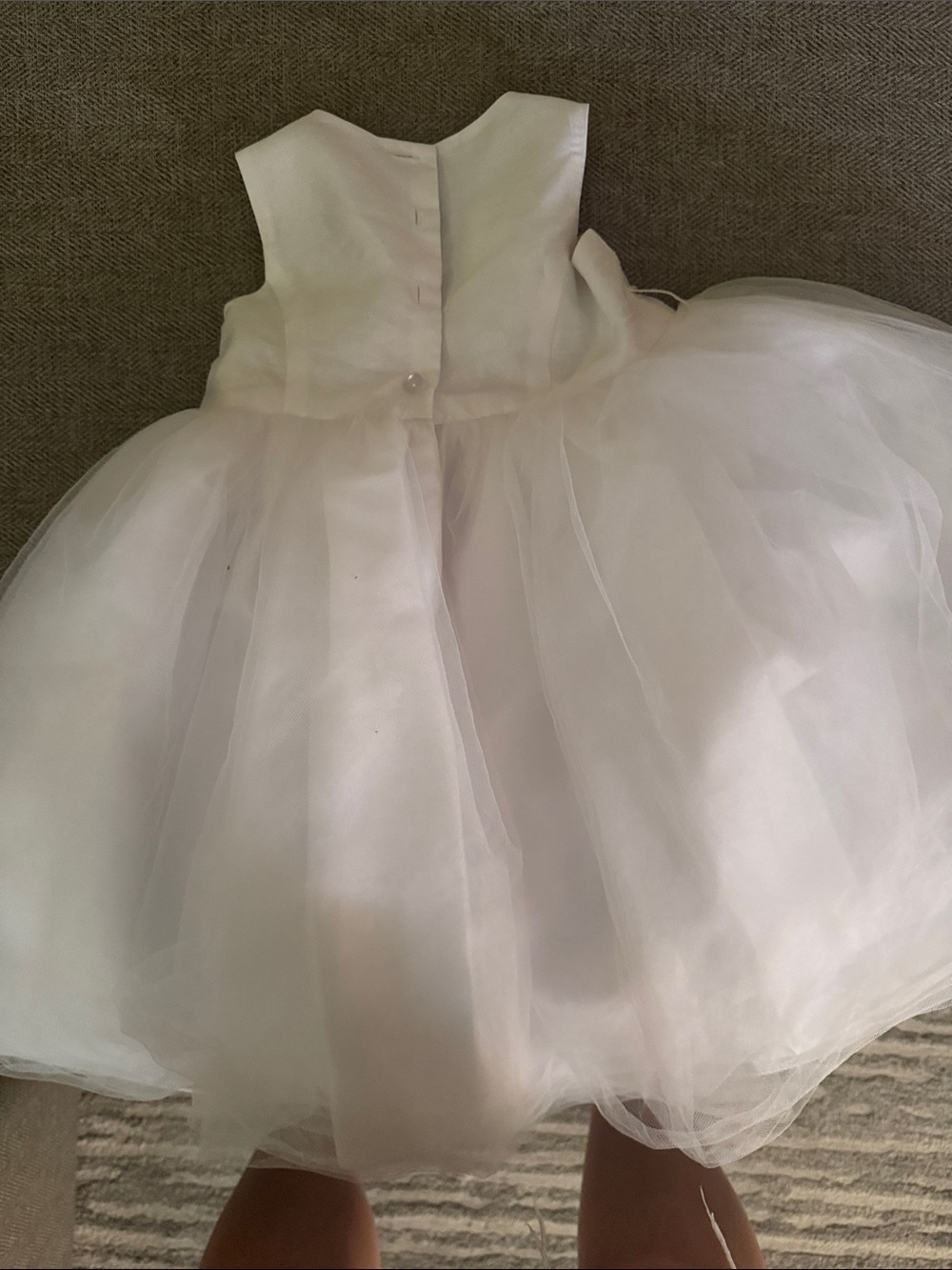David's Bridal White Tulle Flower Girl Dress - Picture 2 of 2